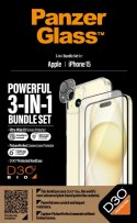 PanzerGlass | Panzerglass 3-w-1 Pack | iPhone | iPhone 15 | Clear | Kompatybilny z bezprzewodowym ładowaniem. Odporny na zarysow