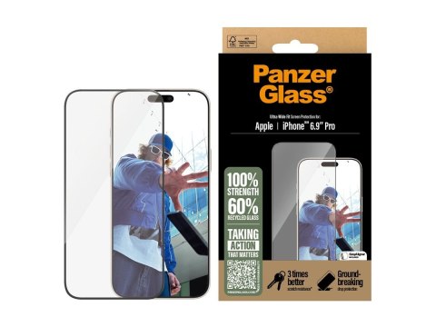 Ochraniacz ekranu PanzerGlass | Apple | iPhone 16 Pro Max | Szkło | Przezroczysty | Ultra-Wide Fit