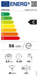 Pralka Whirlpool | WRBSS 6249 W EU | Klasa efektywności energetycznej C | Ładowana od frontu | Pojemność prania 6 kg | 1200 obr/