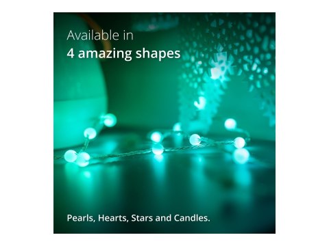 Twinkly Candies 100 diod LED RGB w kształcie pereł, przezroczysty przewód, USB-C|Twinkly