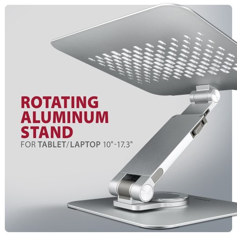 AXAGON STND-LR Obrotowa podstawka aluminiowa do laptopów 10" - 17", regulowana wysokość i kąt nachylenia | AXAGON