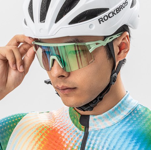 Okulary rowerowe fotochromowe z filtrem UV i wkładką korekcyjną - zielone