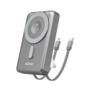 Powerbank K29 10000mAh MagSafe metalowa obudowa podstawka kable USB-C iPhone Lightning PD 20W - szary