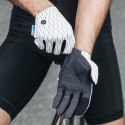 Rękawiczki sportowe rowerowe pełne wiosenno-letnie rozmiar L - biało-czarne