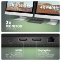 Stacja dokująca AXAGON HMC-U4 USB4, 3x USB-A, 2x USB-C, HDMI & DP 8K/30Hz, RJ-45, SD/mSD, audio, PD | AXAGON