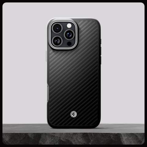 Etui case na iPhone 16 Pro Max Enzo Aramid Mag z MagSafe - czarno-srebrne