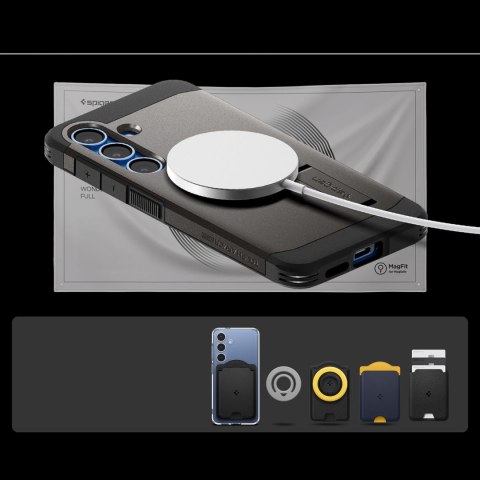 Etui na Samsung Galaxy S25 z podstawką Tough Armor MagSafe - szare