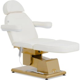 Fotel kosmetyczny podgrzewany do masażu tatuażu APRILIA - biało złoty