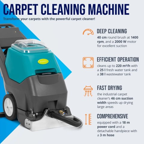 Maszyna do prania dywanów piorąca 40 cm 220 m2/h 2500 W