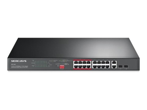 Mercusys MS118CP 16-Port 10/100Mbps + 2-Port Gigabit Rackmount Switch with 16-Port PoE+