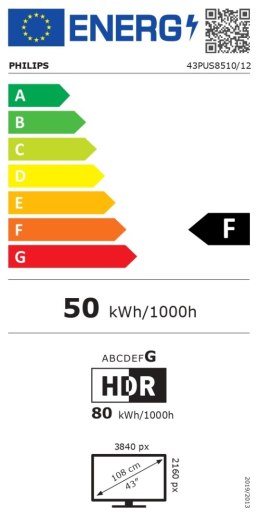 Philips 43PUS8510/12 | 43 | Smart TV | TITAN OS | UHD | Czarny