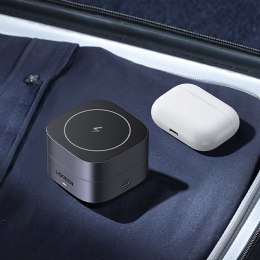 3w1 Ładowarka indukcyjna MagSafe Qi na telefon słuchawki z portem USB-C - czarna