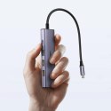5w1 HUB adapter USB-C - USB-C PD / HDMI / 3x USB-A 3.0 - szary
