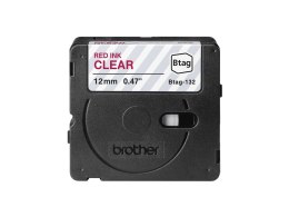 Brother BTAG-132 BTAG132 12mm Red on clear tape