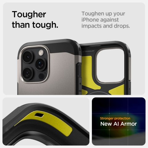 Etui case na iPhone 16 Pro z podstawką Tough Armor MagSafe - gunmetal