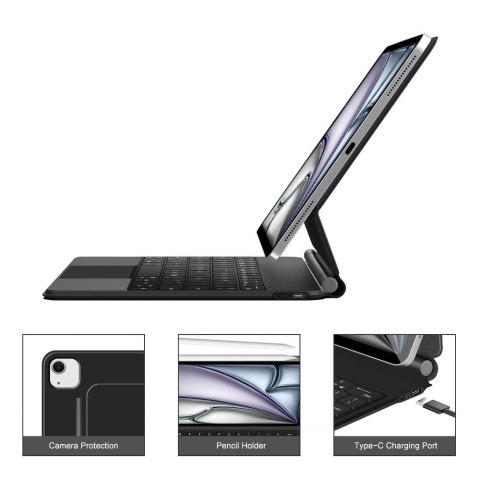 Etui z klawiaturą na iPad Pro 12.9'' 2020 / 2021 / 2022 / iPad Air 13'' 2024 / 2025 Smartcase Magnetic - czarne