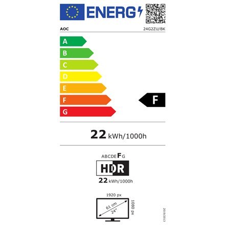 AOC | 24G2ZU/BK | 23,8 " | IPS | FHD | 16:9 | 1 ms | 350 cd/m² | Czarny | Wyjście słuchawkowe (3,5 mm) | Ilość portów HDMI 2 | 2