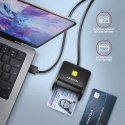 AXAGON Compact desktop USB contact Smart/ID card reader with long, USB-A cable | CRE-SM3N
