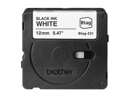 Brother BTAG-231 BTAG231 12mm Black on white tape
