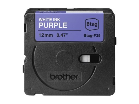Brother BTAG-F35 BTAGF35 12mm White on purple tape
