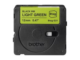 Brother BTAG-G31 BTAGG31 12mm Black on light green tape