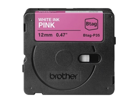 Brother BTAG-P35 BTAGP35 12mm White on pink tape