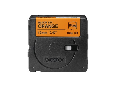 Brother BTAG-T31 BTAGT31 12mm Black on orange tape