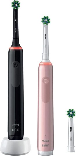 Oral-B Electric Toothbrush | Pro 3 3900N Black/Pink Duopack | Rechargeable | For adults | Number of brush heads included 3 | Num