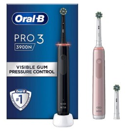 Oral-B Electric Toothbrush | Pro 3 3900N Black/Pink Duopack | Rechargeable | For adults | Number of brush heads included 3 | Num