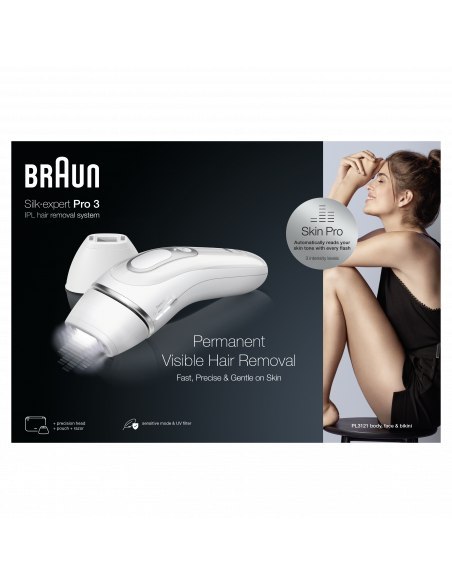 Braun | Epilator | PL3133 Silk-expert Pro 3 IPL | Bulb lifetime (flashes) 300.000 | Number of power levels 3 | Silver/White