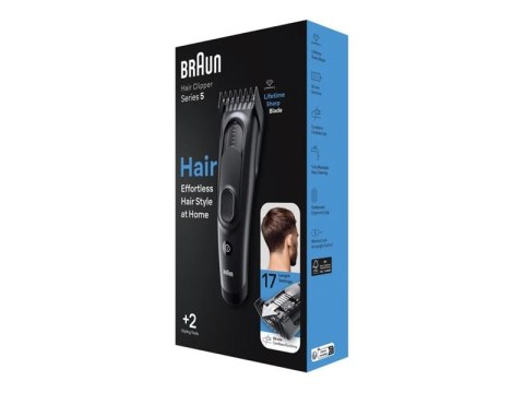 Braun | Hair Clipper Series 5 | HC5330 | Cordless or corded | Number of length steps 17 | Matte Black