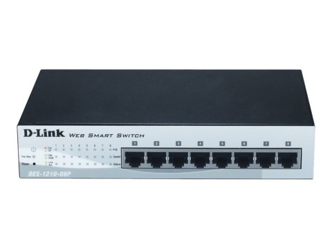 D-Link | Switch | DES-1210-08P | Web Management | Desktop | 10/100 Mbps (RJ-45) ports quantity 8 | Power over Ethernet (PoE) por