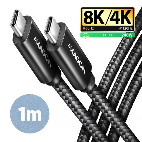 AXAGON Data and charging USB4 Gen 3x2 cable, 1 m | BUCM3-CM15AB | USB Type C - USB Type C