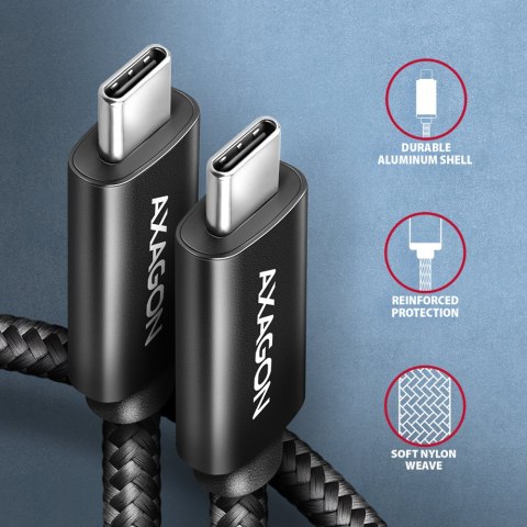 AXAGON Data and charging USB4 Gen 3x2 cable, 1 m | BUCM3-CM15AB | USB Type C - USB Type C