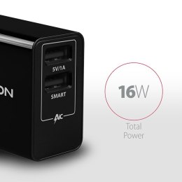 AXAGON Dual wall charger 240V/2x port 5V-2.2A and 5V-1A, 16W | ACU-DS16