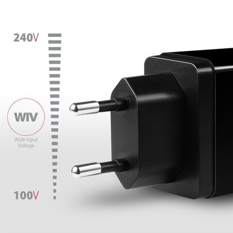 AXAGON Dual wall charger 240V/2x port 5V-2.2A and 5V-1A, 16W | ACU-DS16