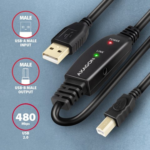 AXAGON USB repeater cable, 15m | ADR-215B | USB Type A - USB Type B