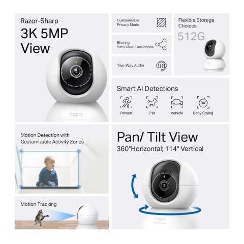 TP-LINK | Pan/Tilt AI Home Security Wi-Fi Camera | Tapo C230 | Tabletop or Ceiling-Mounted | 5 MP | 4mm/F2.0 | H.264 | Micro SD,