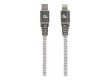 Cablexpert Premium cotton braided USB Type-C to 8-pins charging and data cable | CC-USB2B-CM8PM-1.5M | Grey | 1.5 m