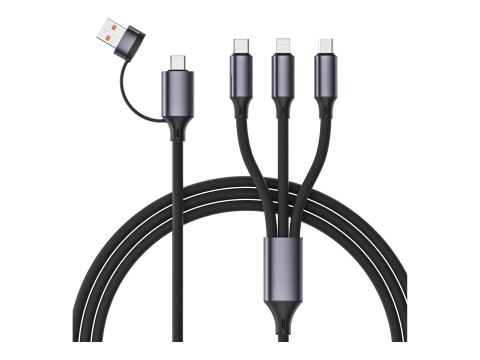 Cablexpert Premium silicon 4-in-1 USB charging cable | CC-USB2S-ACM31-1.5M | Black | 24 pin USB-C - male ¦ USB - male | 24 pin U