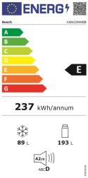 Bosch | Serie 2 Refrigerator | KGN33NWEB | Energy efficiency class E | Free standing | Combi | Height 176 cm | No Frost system |