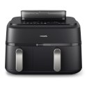 Philips | Airfryer z podwójnym koszem | NA551/00 Seria 5000 | Moc 2750 W | Pojemność 9 l | RapidAir Plus i Air Steam | Czarny
