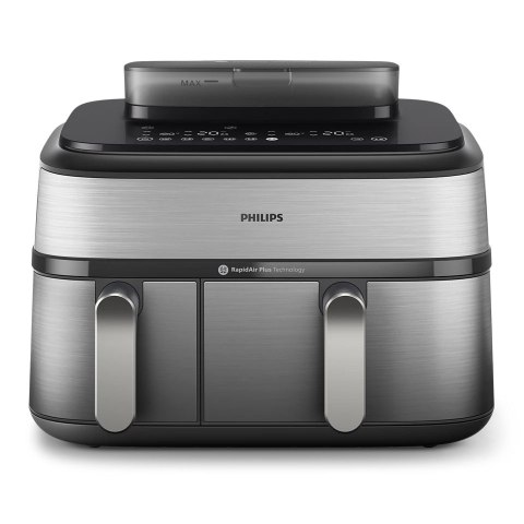 Philips NA555/09 Airfryer z podwójnym koszem i funkcją pary, seria 5000, 9 l, stal nierdzewna/czarny