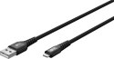 Goobay Kabel Lightning USB-A Supersoft Textile z metalowymi wtyczkami, 2 m, czarny