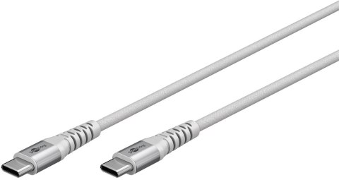Goobay Kabel USB-C Supersoft Textile z metalowymi wtyczkami, 1 m, biały