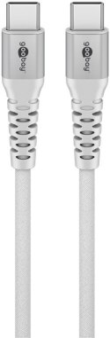 Goobay Kabel USB-C Supersoft Textile z metalowymi wtyczkami, 1 m, biały