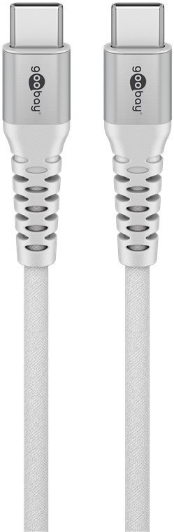 Goobay Kabel USB-C Supersoft Textile z metalowymi wtyczkami, 2 m, biały | Goobay