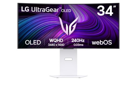 LG 34GX90SA-W | 34 " | OLED | 21:9 | 240 Hz | 1 ms | 3440 x 1440 pikseli | 250 cd/m² | 2 porty HDMI | Biały