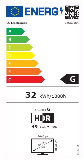 LG 34GX90SA-W | 34 " | OLED | 21:9 | 240 Hz | 1 ms | 3440 x 1440 pikseli | 250 cd/m² | 2 porty HDMI | Biały