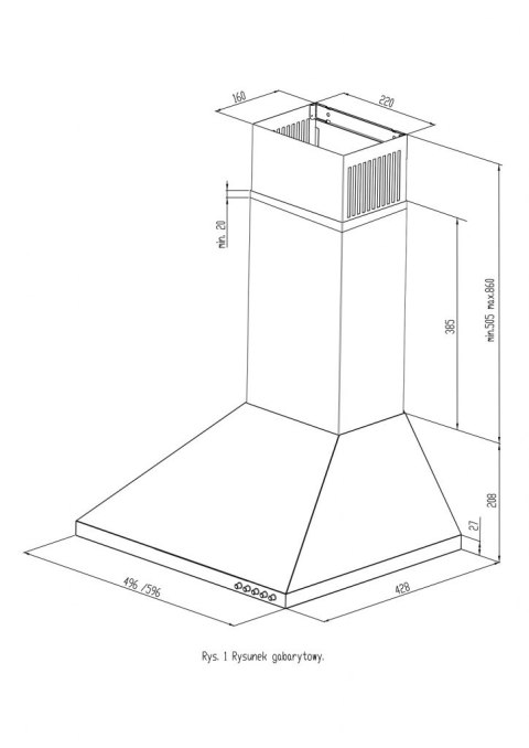 Okap kominowy MAAN Vela 2 60 cm | LED | filtry aluminiowe | czarny